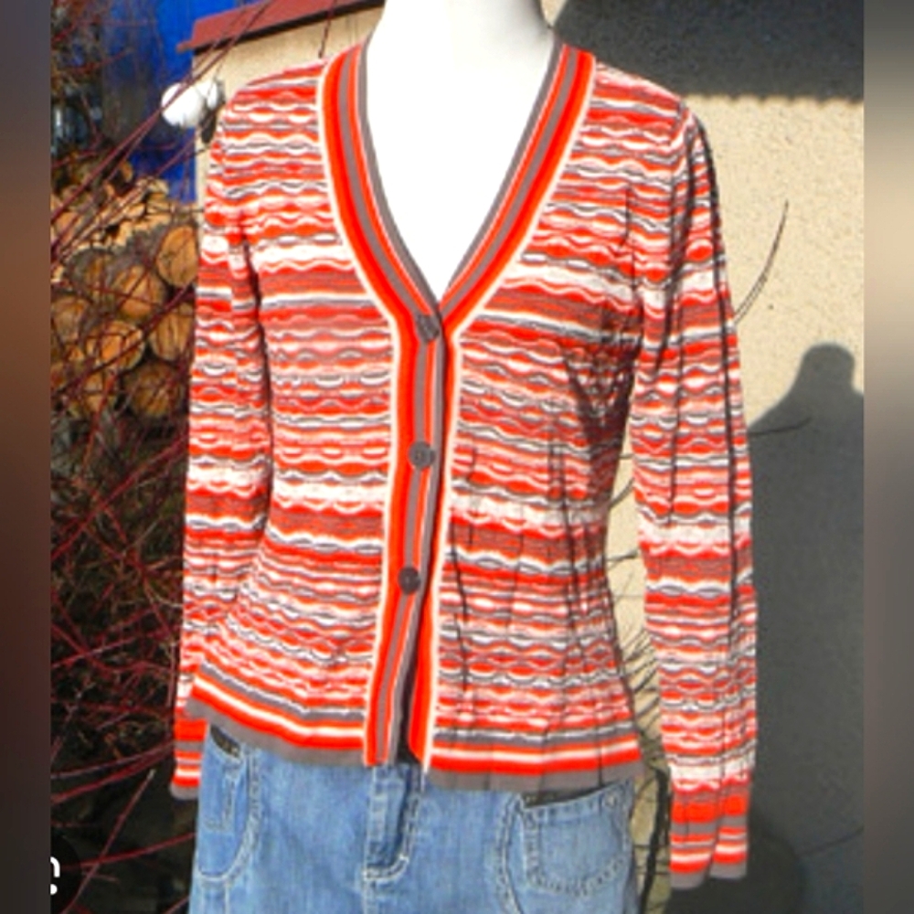 Via Appia Due Vibrant Striped Cardigan
